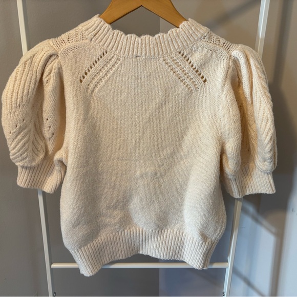 Anthropologie Pointelle Short-sleeve Ivory Knit Sweater NWT - Picture 6 of 9